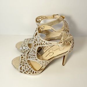 Jessica Simpson Rose Gold Rhinestone Heels